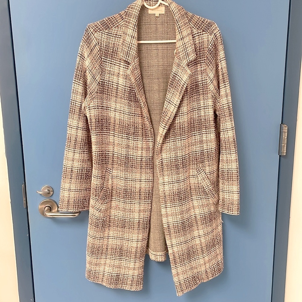 Mellóday pink plaid open collar topper coat/ blazer Size XL from Anthropology